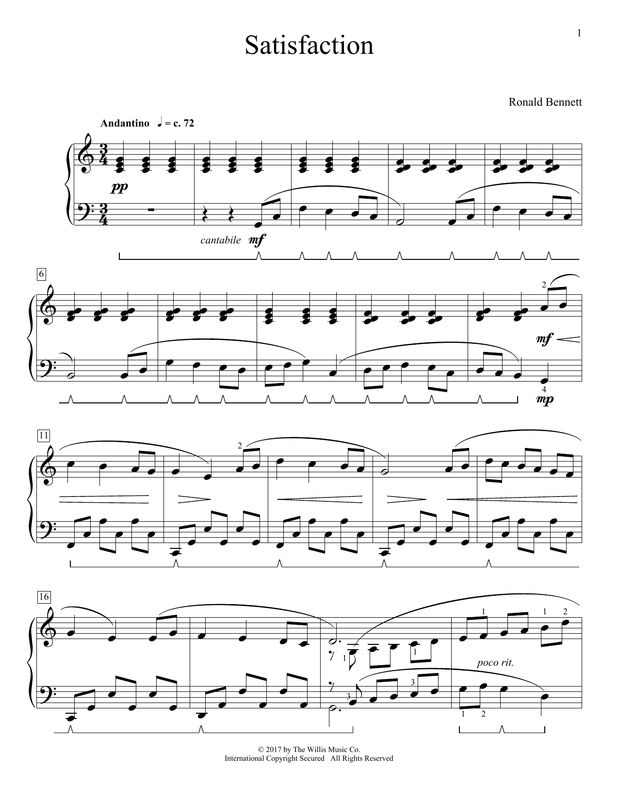 Ronald Bennett Satisfaction Sheet Music Notes & Chords for Educational Piano - Download or Print PDF