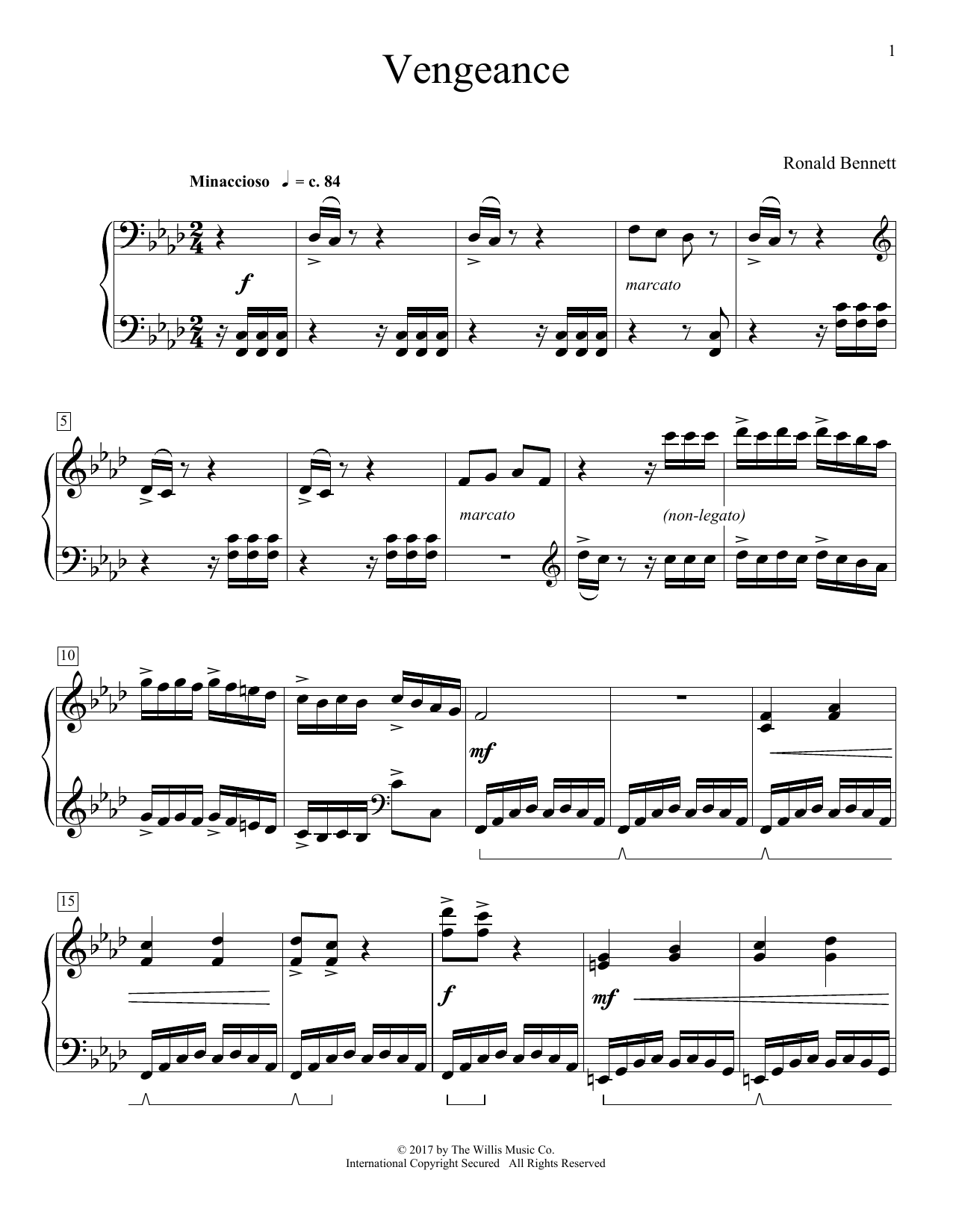 Ronald Bennett Vengeance Sheet Music Notes & Chords for Educational Piano - Download or Print PDF