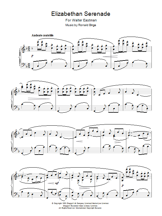 Ronald Binge Elizabethan Serenade Sheet Music Notes & Chords for Piano - Download or Print PDF