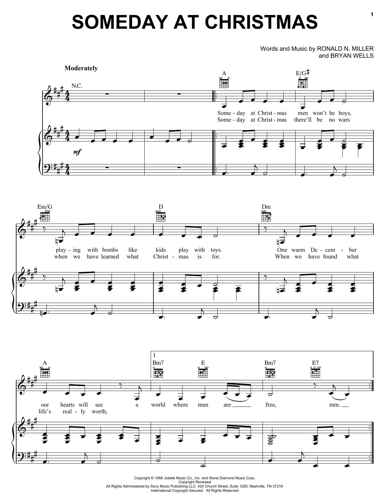 Ronald N. Miller Someday At Christmas Sheet Music Notes & Chords for Easy Guitar - Download or Print PDF