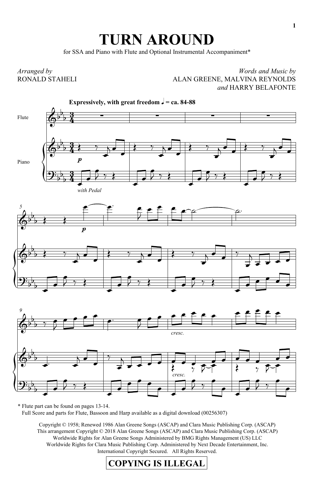 Ronald Staheli Turn Around Sheet Music Notes & Chords for SSA - Download or Print PDF