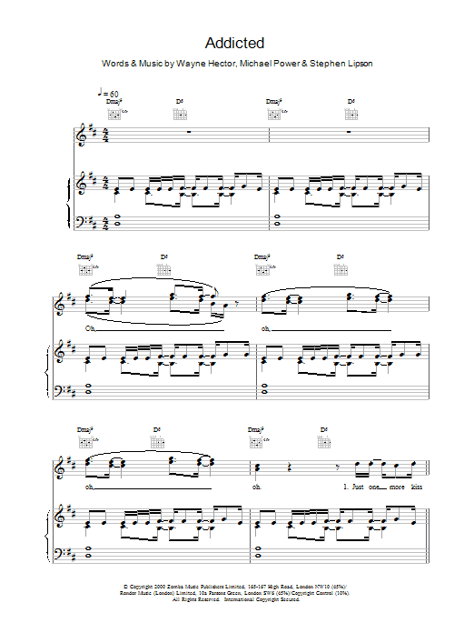 Ronan Keating Addicted Sheet Music Notes & Chords for Piano, Vocal & Guitar - Download or Print PDF