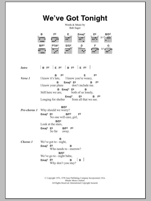 Ronan Keating and Lulu We've Got Tonight Sheet Music Notes & Chords for Lyrics & Chords - Download or Print PDF