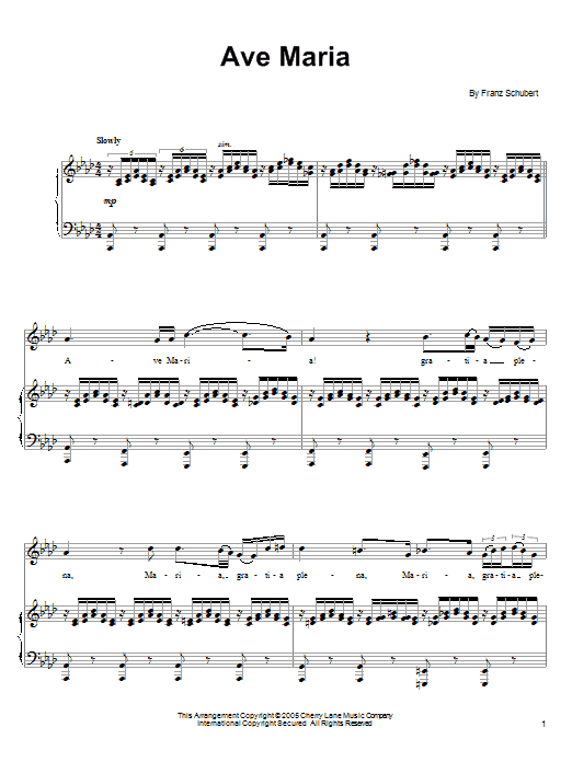 Ronan Tynan Ave Maria Sheet Music Notes & Chords for Piano, Vocal & Guitar (Right-Hand Melody) - Download or Print PDF