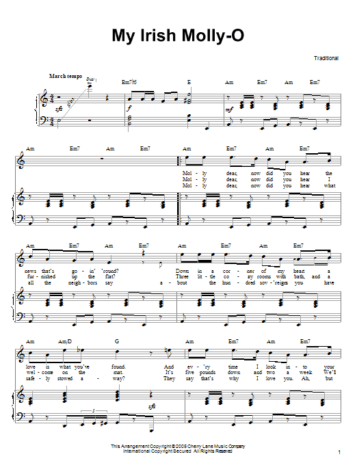 Ronan Tynan My Irish Molly-O Sheet Music Notes & Chords for Piano, Vocal & Guitar (Right-Hand Melody) - Download or Print PDF