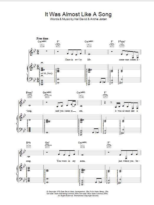 Johnny Hartman It Was Almost Like A Song Sheet Music Notes & Chords for Piano, Vocal & Guitar - Download or Print PDF