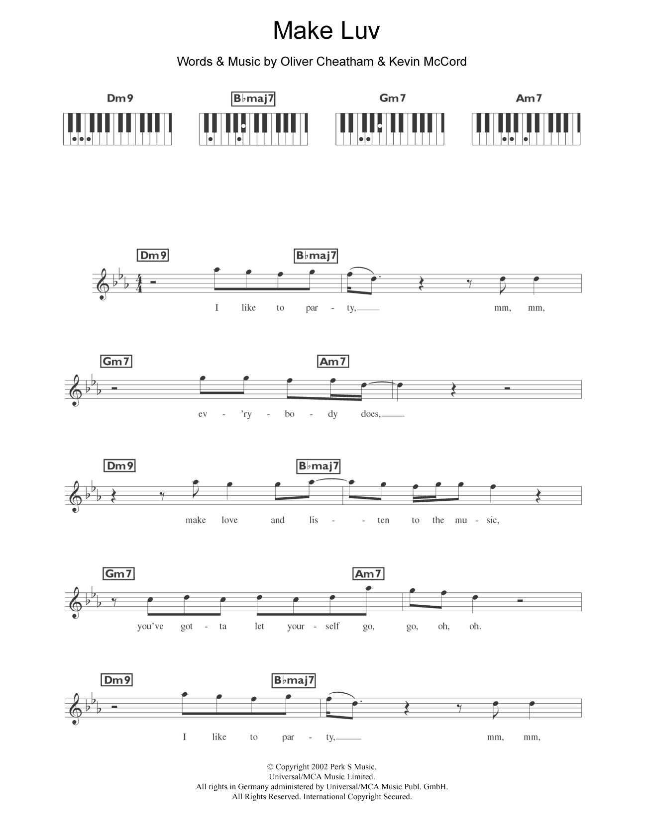 Room 5 Make Luv (featuring Oliver Cheatham) Sheet Music Notes & Chords for Piano Chords/Lyrics - Download or Print PDF