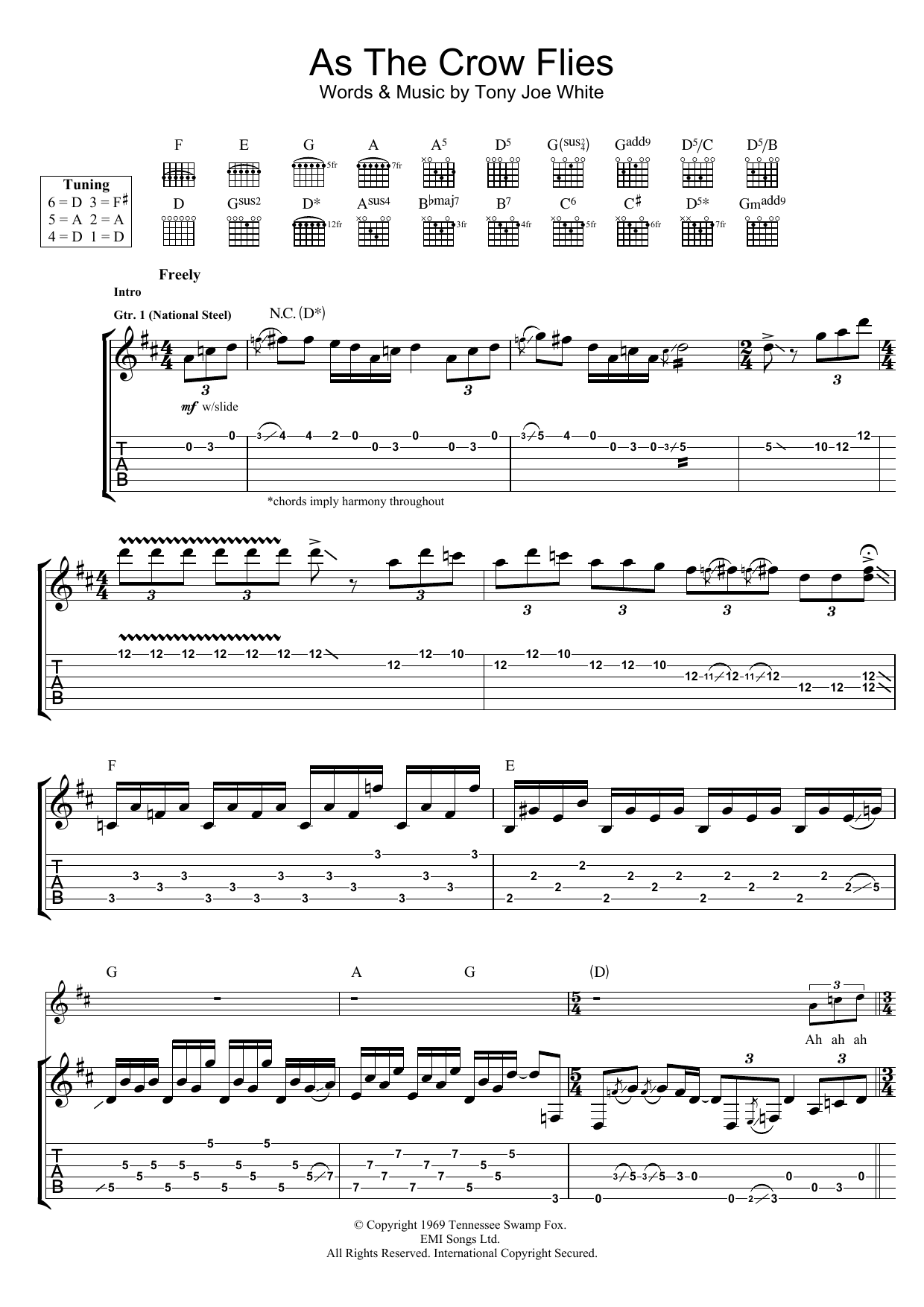 Rory Gallagher As The Crow Flies Sheet Music Notes & Chords for Guitar Tab - Download or Print PDF