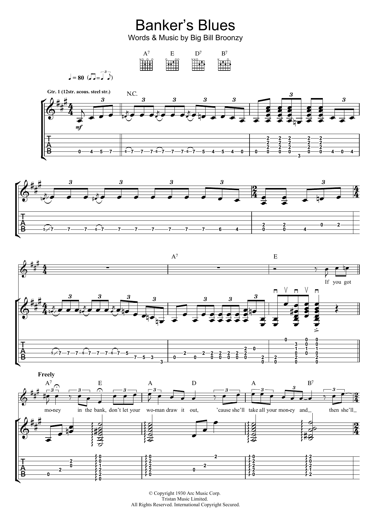 Rory Gallagher Banker's Blues Sheet Music Notes & Chords for Guitar Tab - Download or Print PDF