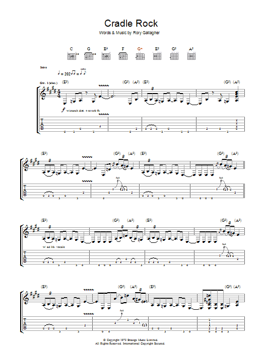 Rory Gallagher Cradle Rock Sheet Music Notes & Chords for Guitar Tab - Download or Print PDF