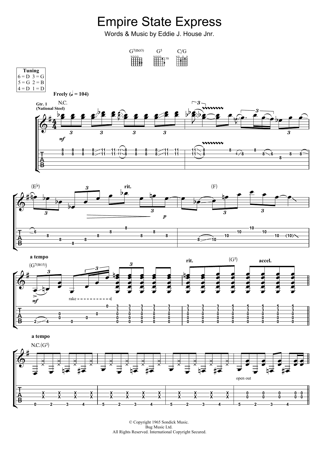 Rory Gallagher Empire State Express Sheet Music Notes & Chords for Guitar Tab - Download or Print PDF
