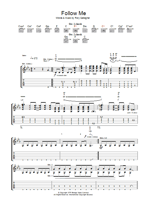Rory Gallagher Follow Me Sheet Music Notes & Chords for Guitar Tab - Download or Print PDF