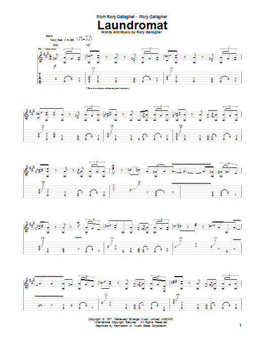 Rory Gallagher Laundromat Sheet Music Notes & Chords for Guitar Tab - Download or Print PDF