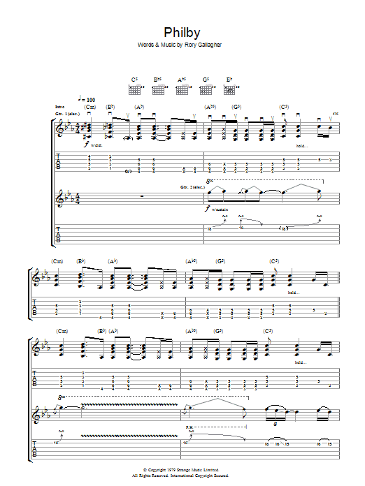 Rory Gallagher Philby Sheet Music Notes & Chords for Guitar Tab - Download or Print PDF