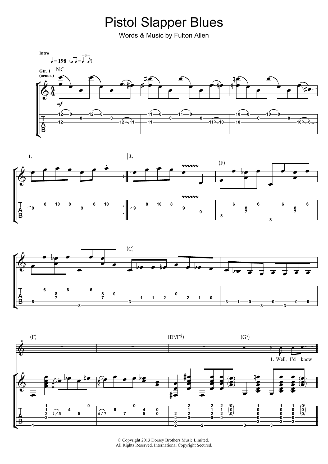 Rory Gallagher Pistol Slapper Blues Sheet Music Notes & Chords for Guitar Tab - Download or Print PDF