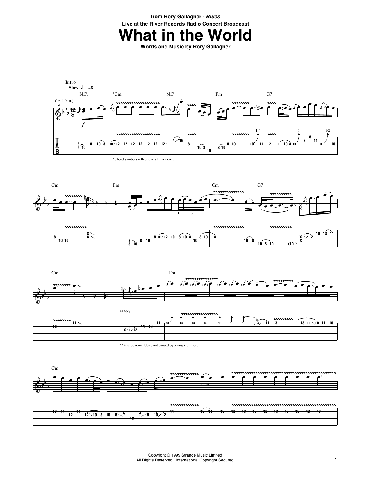 Rory Gallagher What In The World Sheet Music Notes & Chords for Guitar Tab - Download or Print PDF