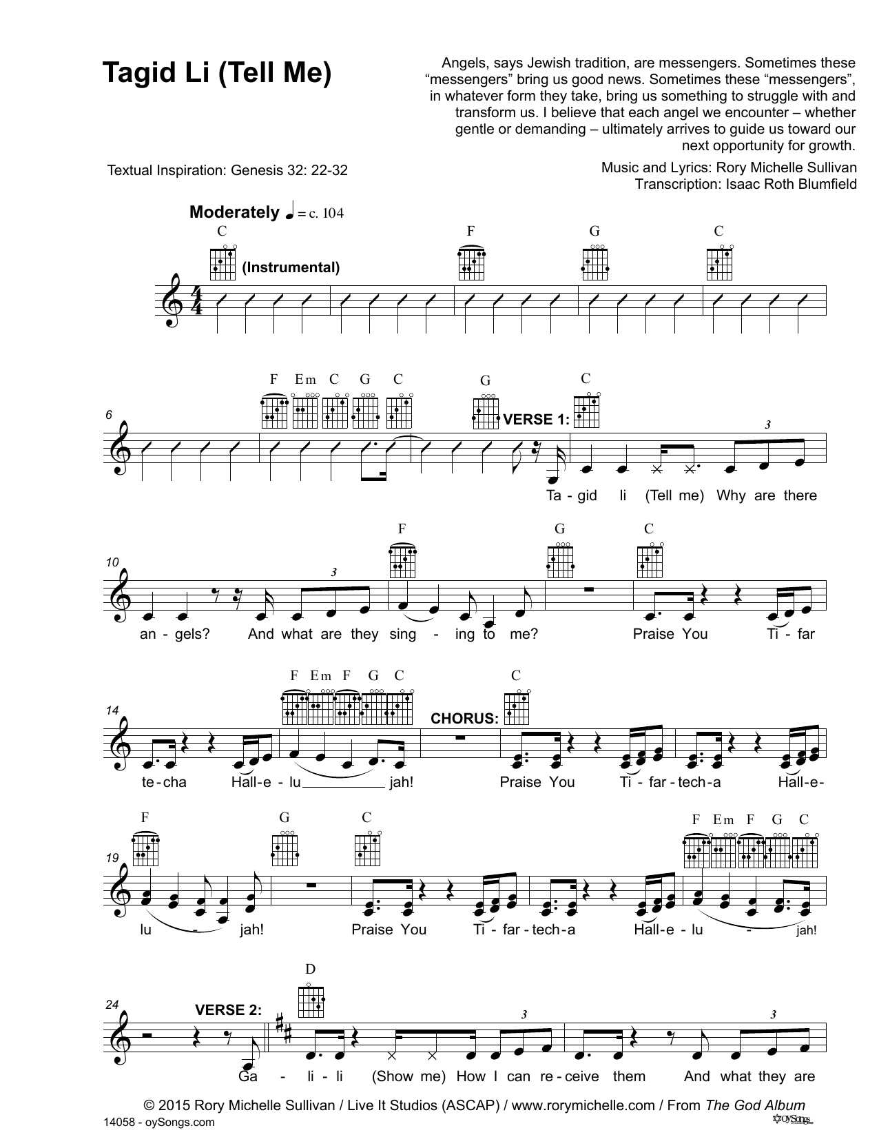 Rory Michelle Sullivan Tagid Li Sheet Music Notes & Chords for Lead Sheet / Fake Book - Download or Print PDF