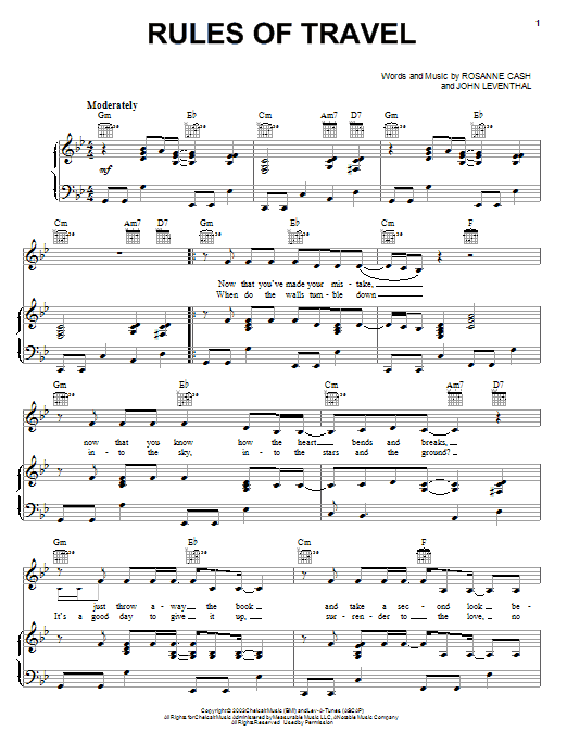 Rosanne Cash Rules Of Travel Sheet Music Notes & Chords for Piano, Vocal & Guitar (Right-Hand Melody) - Download or Print PDF