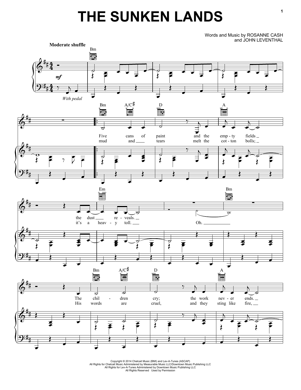 Rosanne Cash The Sunken Lands Sheet Music Notes & Chords for Piano, Vocal & Guitar (Right-Hand Melody) - Download or Print PDF