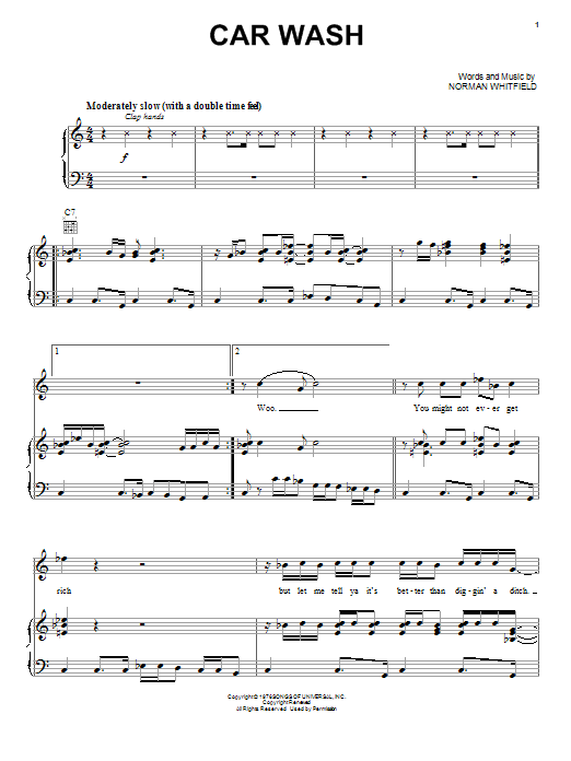 Rose Royce Car Wash Sheet Music Notes & Chords for Lyrics & Chords - Download or Print PDF