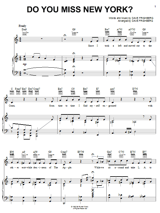 Rosemary Clooney Do You Miss New York? Sheet Music Notes & Chords for Piano, Vocal & Guitar (Right-Hand Melody) - Download or Print PDF Rosemary Clooney Do You Miss New York? Sheet Music Notes & Chords for Piano, Vocal & Guitar (Right-Hand Melody) - Download or Print PDF