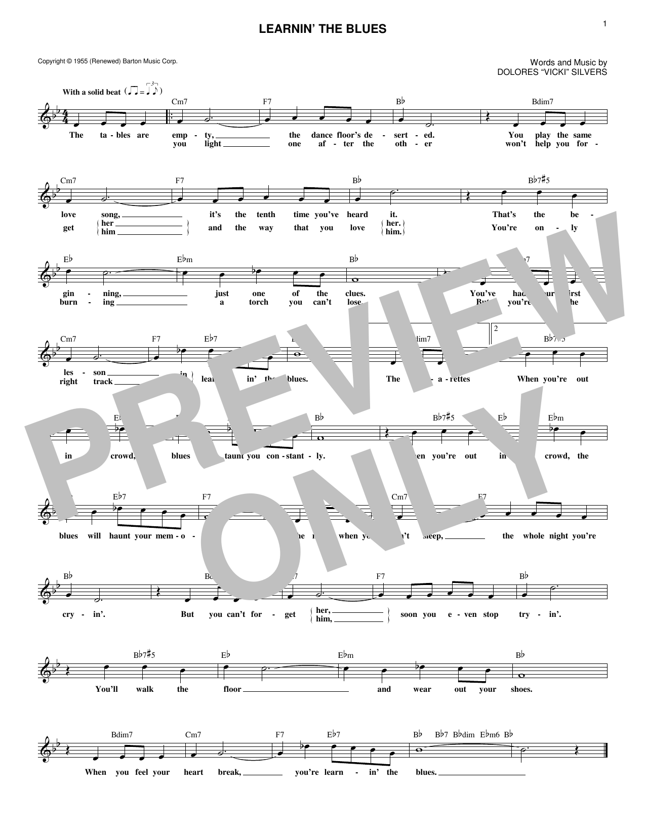 Rosemary Clooney Learnin' The Blues Sheet Music Notes & Chords for Voice - Download or Print PDF