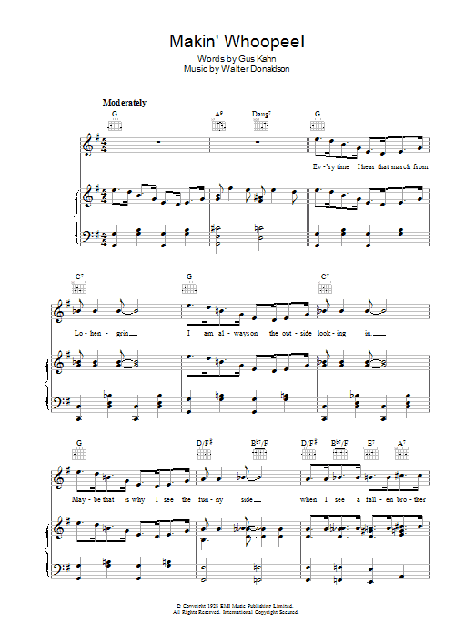 Rosemary Clooney Makin' Whoopee Sheet Music Notes & Chords for Piano, Vocal & Guitar (Right-Hand Melody) - Download or Print PDF