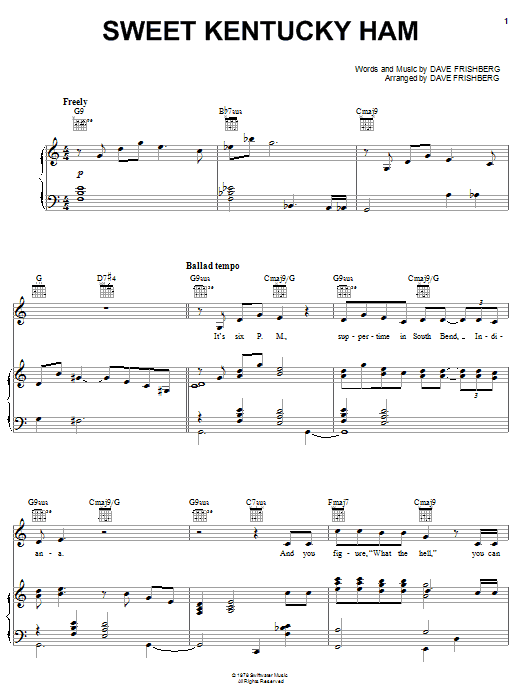 Rosemary Clooney Sweet Kentucky Ham Sheet Music Notes & Chords for Piano, Vocal & Guitar (Right-Hand Melody) - Download or Print PDF Rosemary Clooney Sweet Kentucky Ham Sheet Music Notes & Chords for Piano, Vocal & Guitar (Right-Hand Melody) - Download or Print PDF