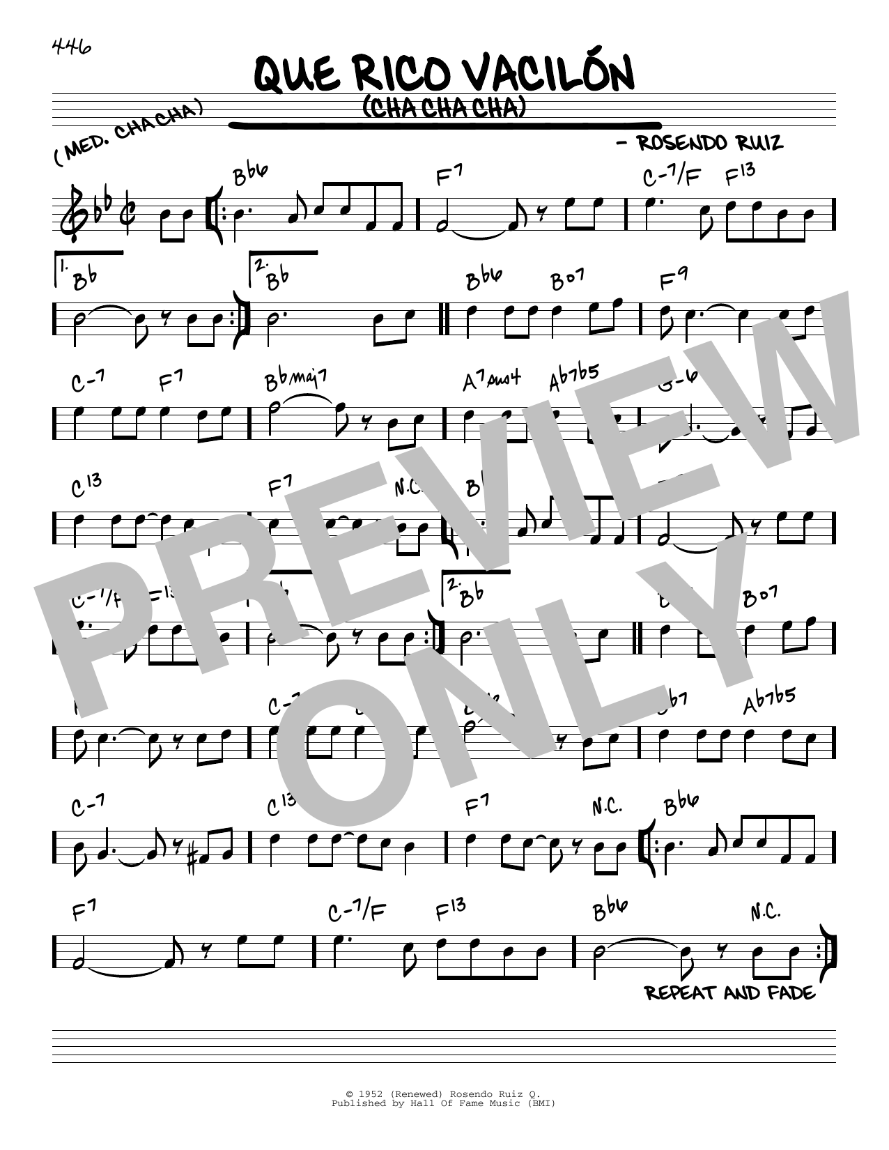Rosendo Ruiz Que Rico Vacilon (Cha Cha Cha) Sheet Music Notes & Chords for Real Book – Melody & Chords - Download or Print PDF