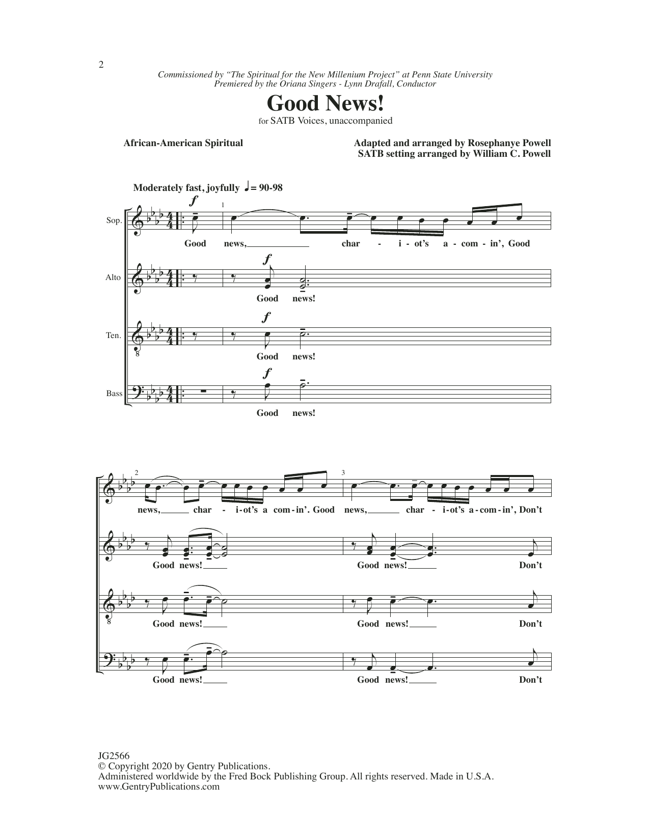 Rosephanye & William C. Powell Good News Sheet Music Notes & Chords for SATB Choir - Download or Print PDF