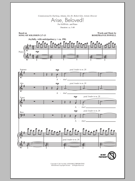 Rosephanye Powell Arise, Beloved! Sheet Music Notes & Chords for SATB - Download or Print PDF