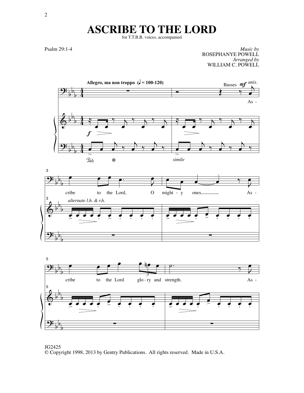 Rosephanye Powell Ascribe To The Lord (arr. William C. Powell) Sheet Music Notes & Chords for TTBB Choir - Download or Print PDF