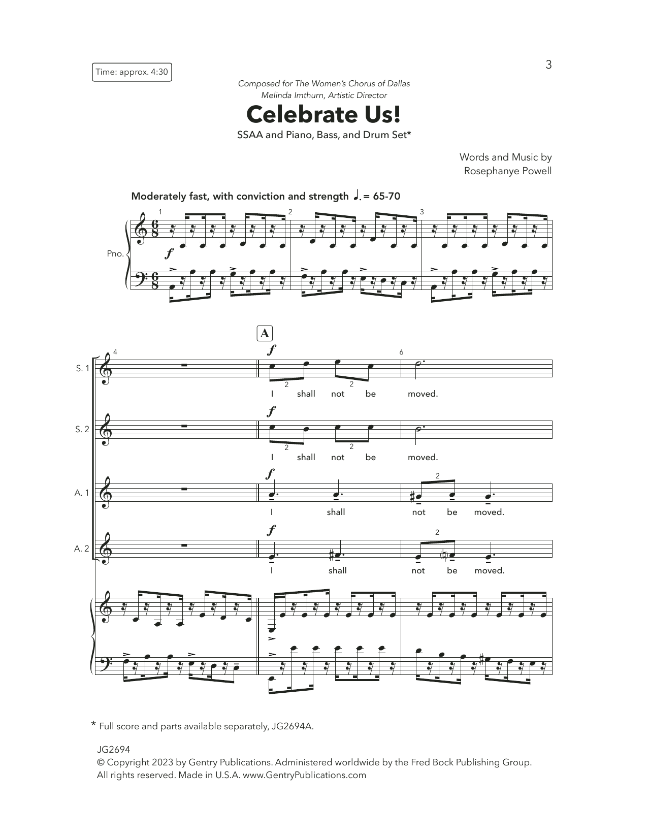 Rosephanye Powell Celebrate Us! Sheet Music Notes & Chords for SSA Choir - Download or Print PDF