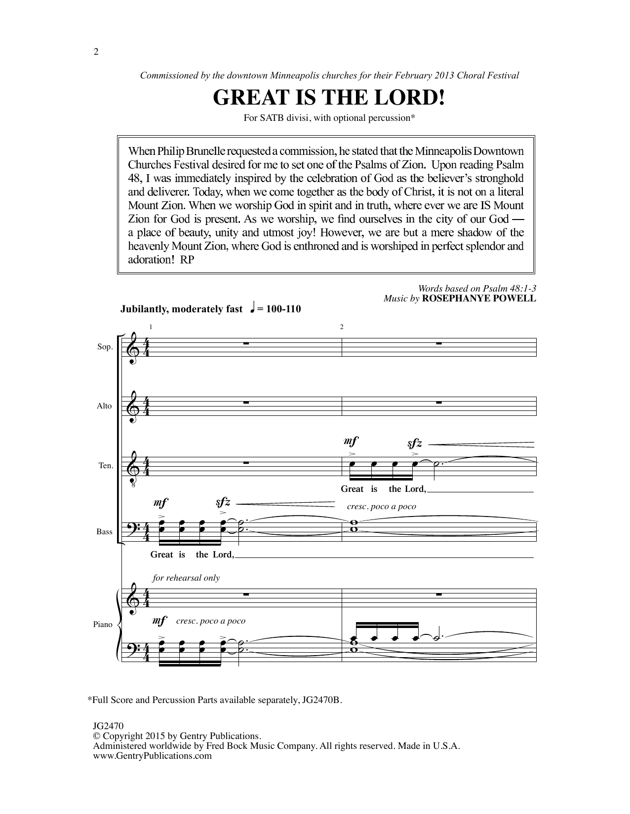 Rosephanye Powell Great Is The Lord Sheet Music Notes & Chords for SATB Choir - Download or Print PDF