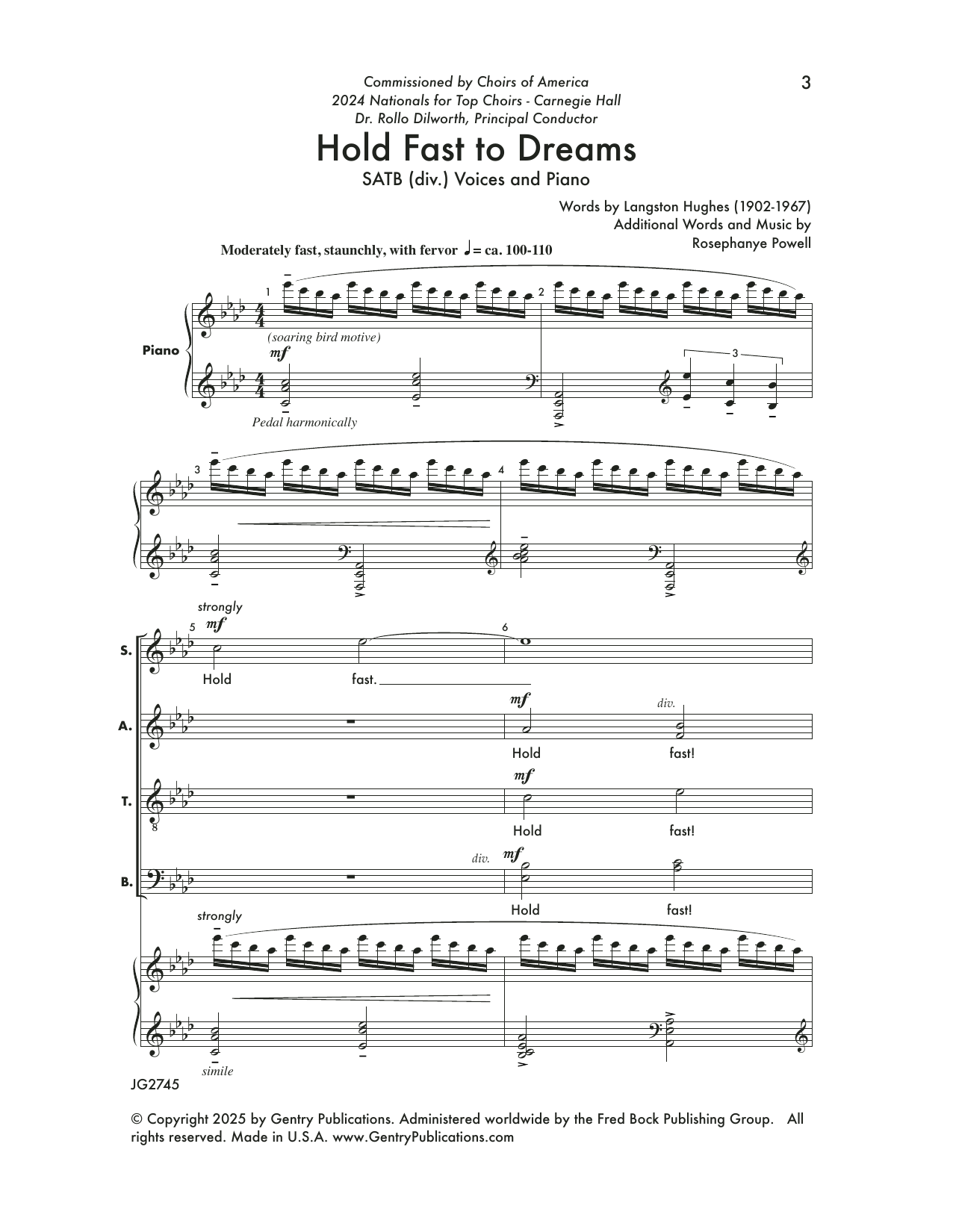 Rosephanye Powell Hold Fast to Dreams Sheet Music Notes & Chords for SATB Choir - Download or Print PDF