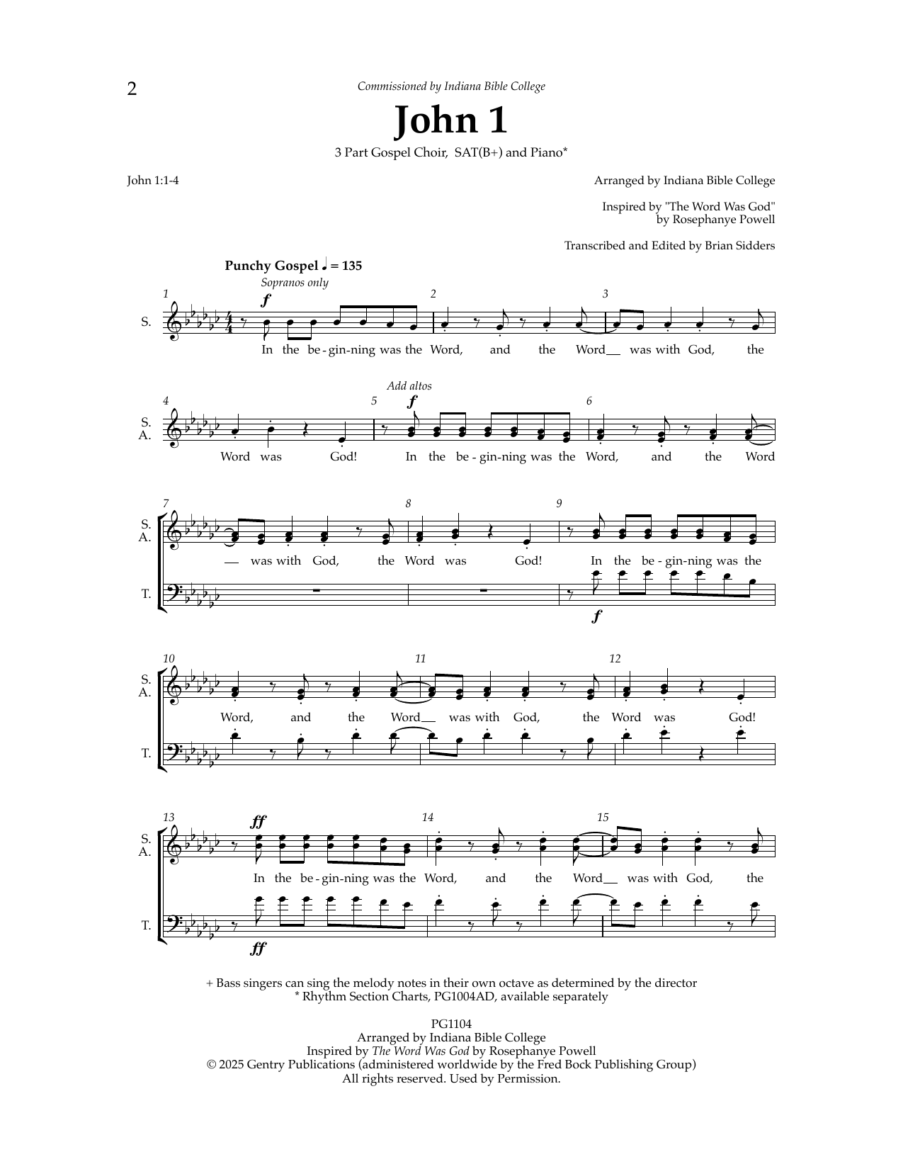 Rosephanye Powell John 1 Sheet Music Notes & Chords for SAT Choir - Download or Print PDF