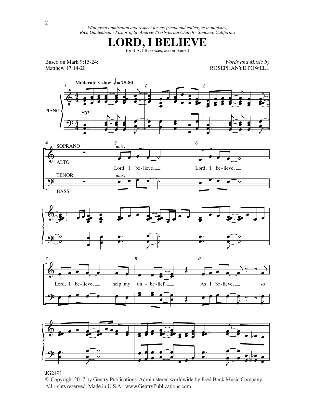 Rosephanye Powell Lord, I Believe Sheet Music Notes & Chords for Choral - Download or Print PDF