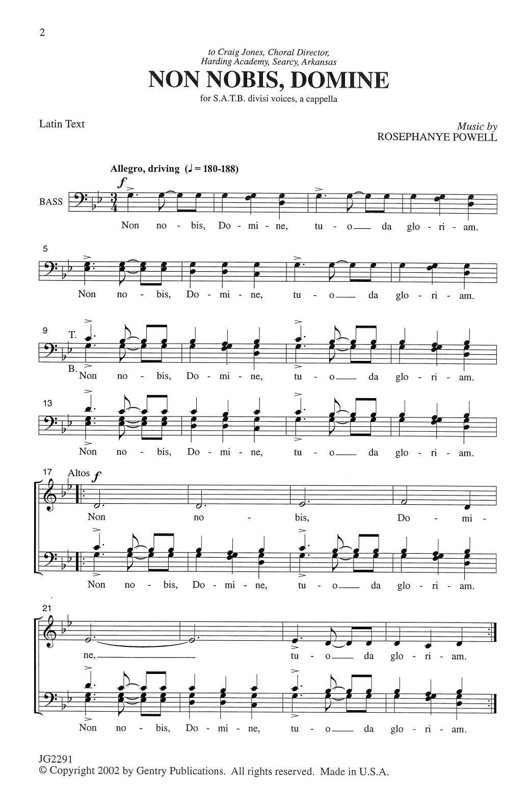 Rosephanye Powell Non Nobis, Domine Sheet Music Notes & Chords for SATB Choir - Download or Print PDF