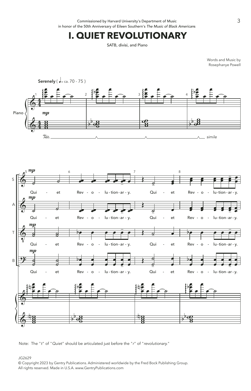 Rosephanye Powell Quiet Revolutionary Sheet Music Notes & Chords for Choir - Download or Print PDF