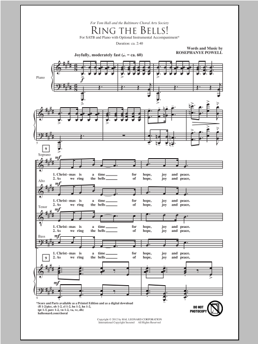 Rosephanye Powell Ring The Bells! Sheet Music Notes & Chords for SATB - Download or Print PDF