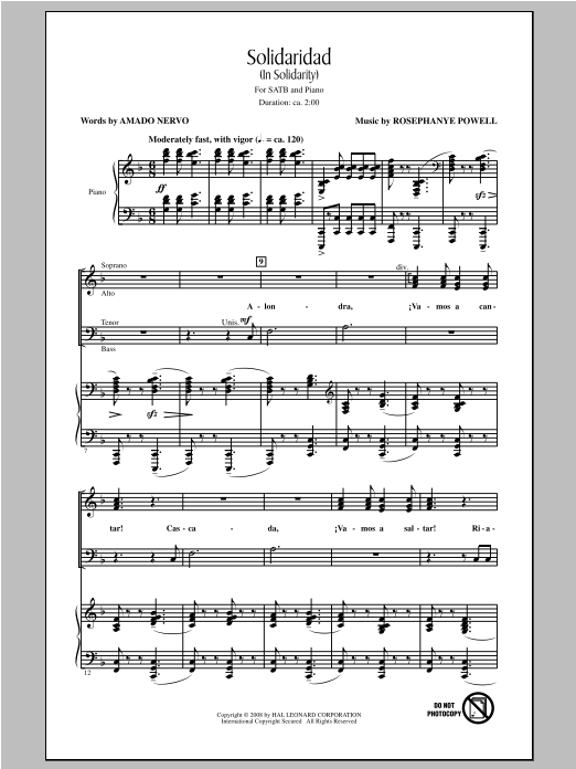 Rosephanye Powell Solidaridad (In Solidarity) Sheet Music Notes & Chords for TTBB Choir - Download or Print PDF
