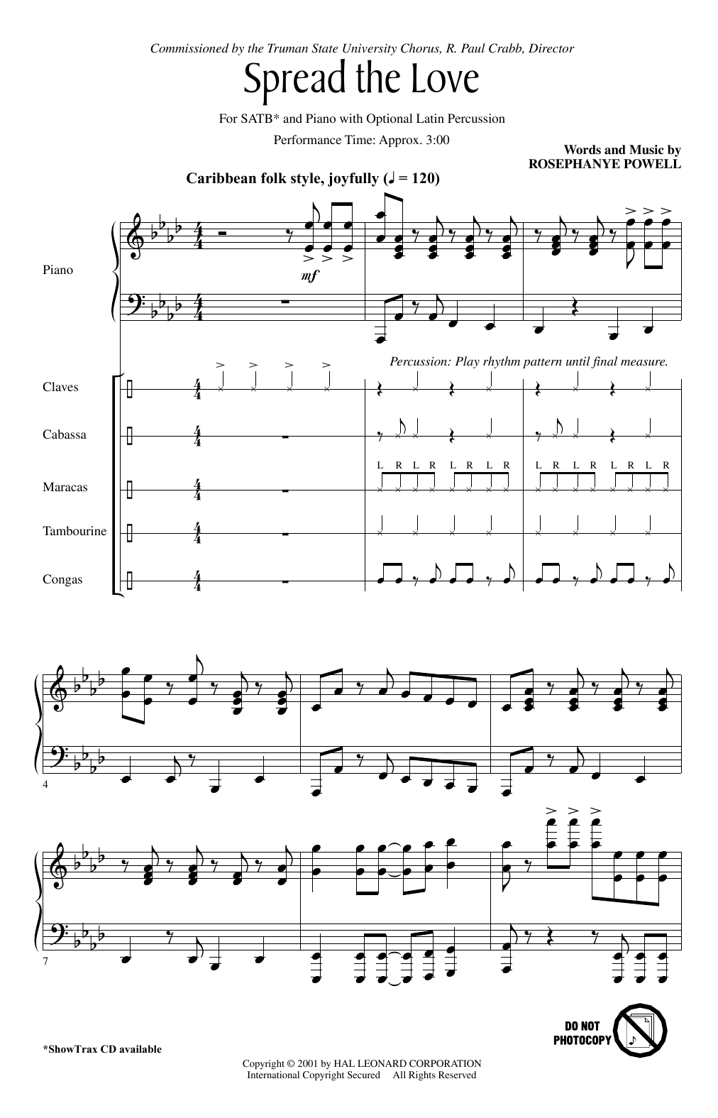 Rosephanye Powell Spread The Love Sheet Music Notes & Chords for SATB Choir - Download or Print PDF