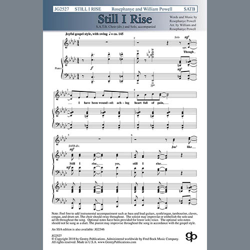 Rosephanye Powell, Still I Rise (arr. William and Rosephanye Powell), SATB Choir