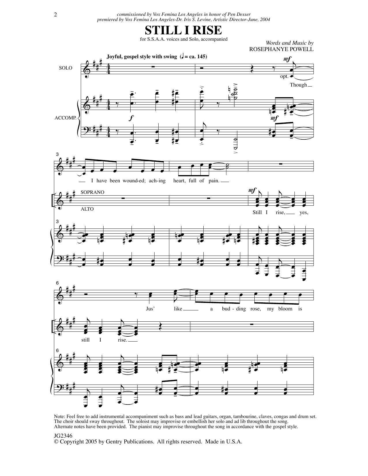 Rosephanye Powell Still I Rise Sheet Music Notes & Chords for SSAA Choir - Download or Print PDF