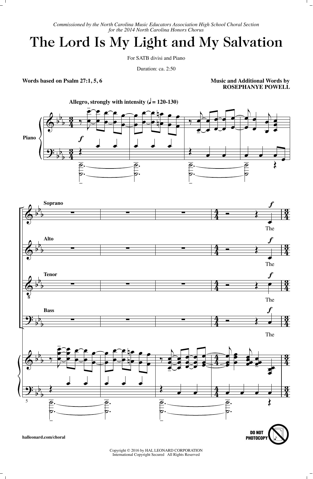 Rosephanye Powell The Lord Is My Light And My Salvation Sheet Music Notes & Chords for SATB - Download or Print PDF