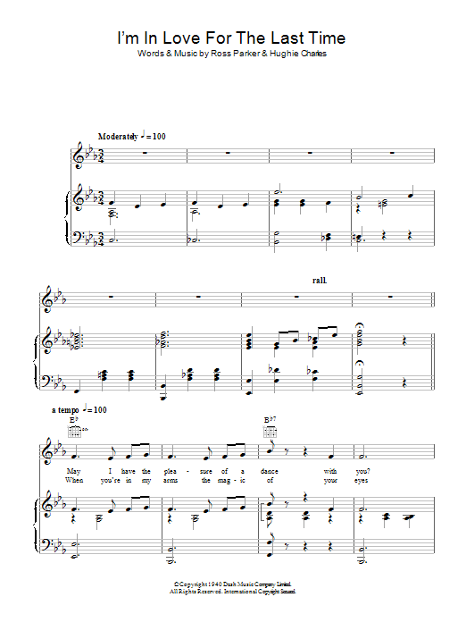 Ross Parker I'm In Love For The Last Time Sheet Music Notes & Chords for Piano & Vocal - Download or Print PDF