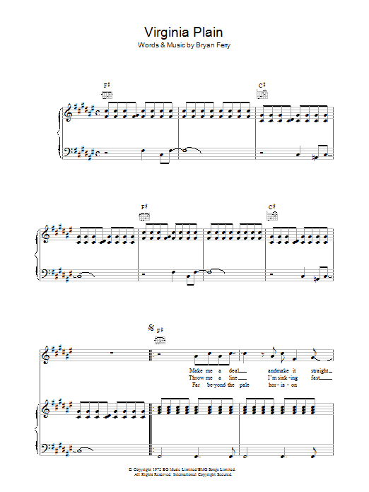Roxy Music Virginia Plain Sheet Music Notes & Chords for Keyboard - Download or Print PDF