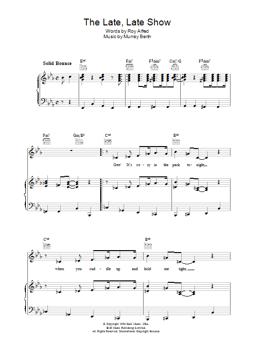Murray Berlin The Late Late Show Sheet Music Notes & Chords for Piano, Vocal & Guitar (Right-Hand Melody) - Download or Print PDF