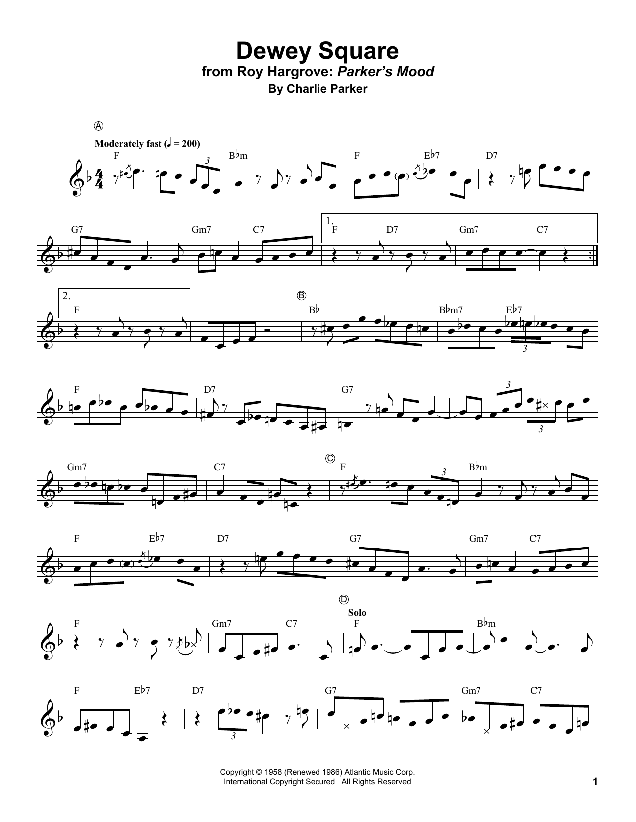 Roy Hargrove Dewey Square Sheet Music Notes & Chords for Trumpet Transcription - Download or Print PDF