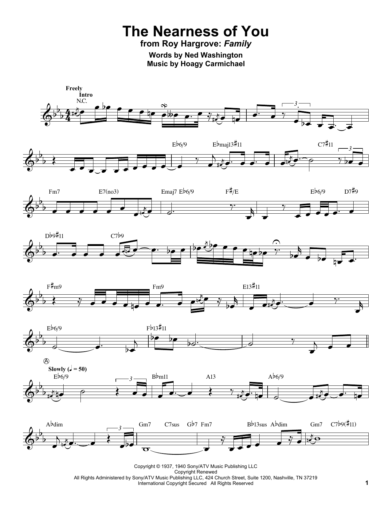 Roy Hargrove The Nearness Of You Sheet Music Notes & Chords for Trumpet Transcription - Download or Print PDF